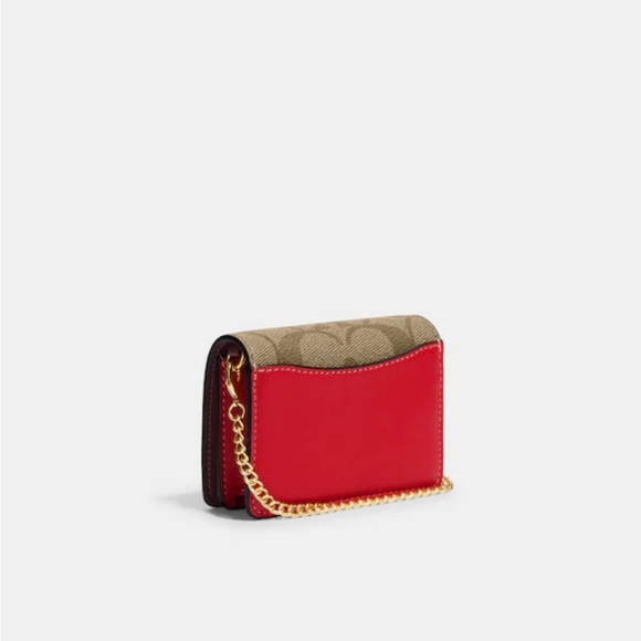 Coach Mini Wallet On A Chain In Signature Canvas With Strawberry - Picture 2 of 7